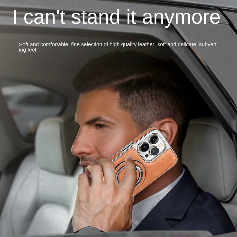 Naotstore - Luxury Leather Invisible Stand iPhone Case