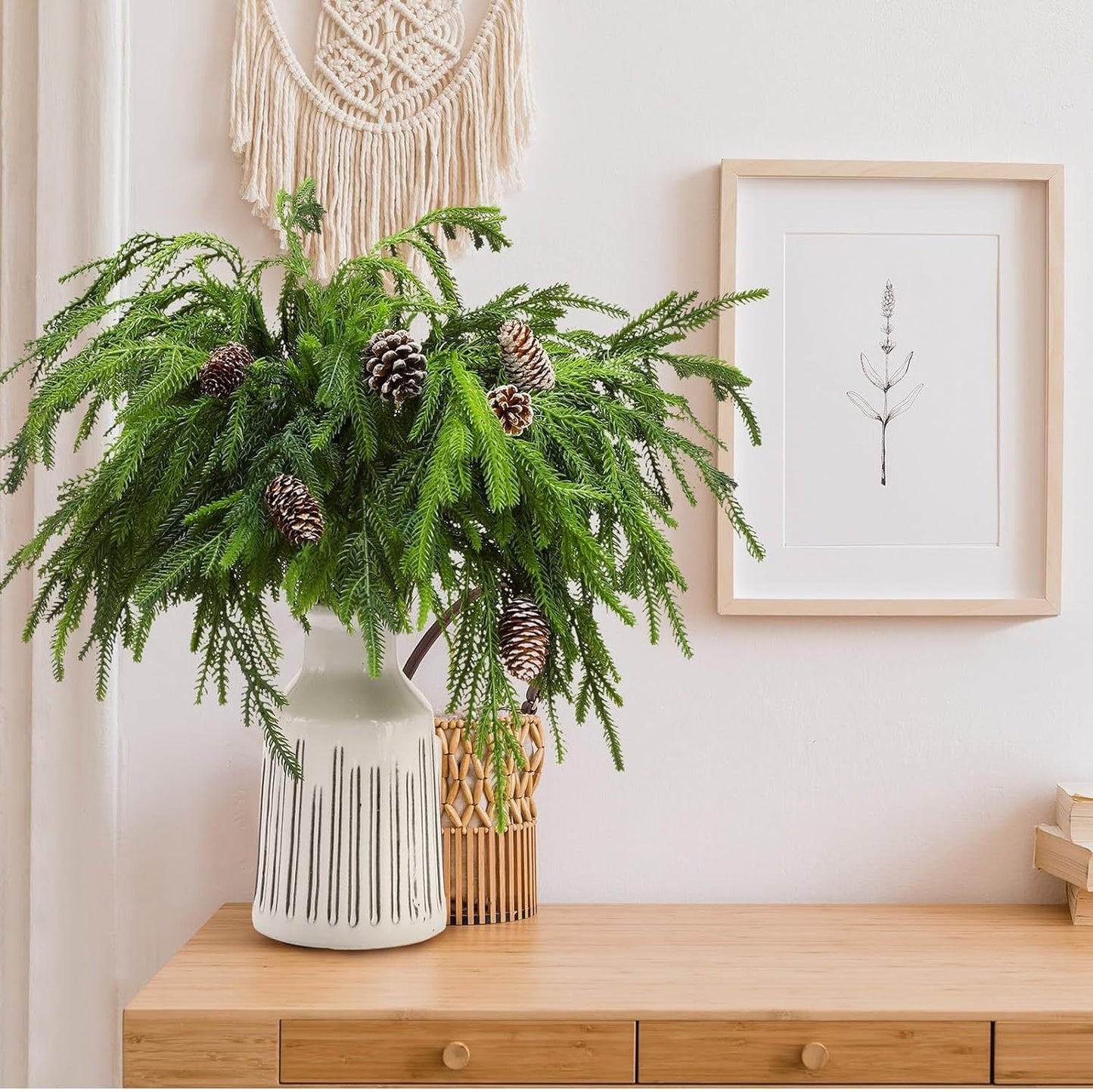 Naotstore - Natural Christmas Greenery-Norfolk Pine Branch