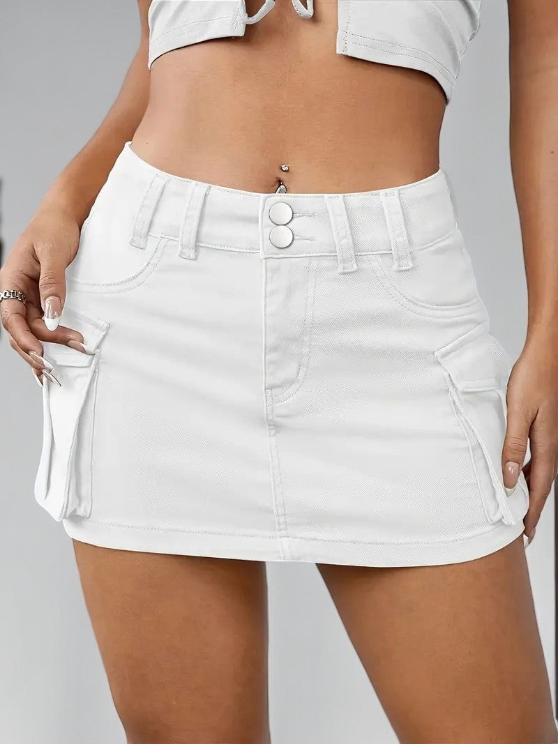 Naotstore - ins style street solid color low waist slim hip skirt