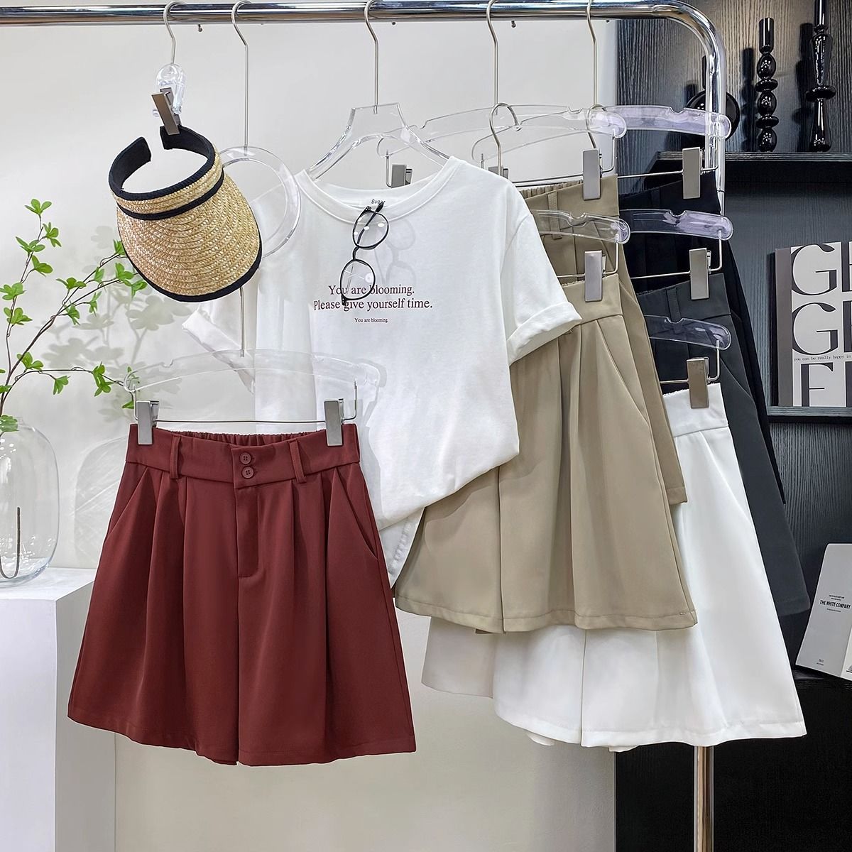 Naotstore - High waist ice silk suit shorts