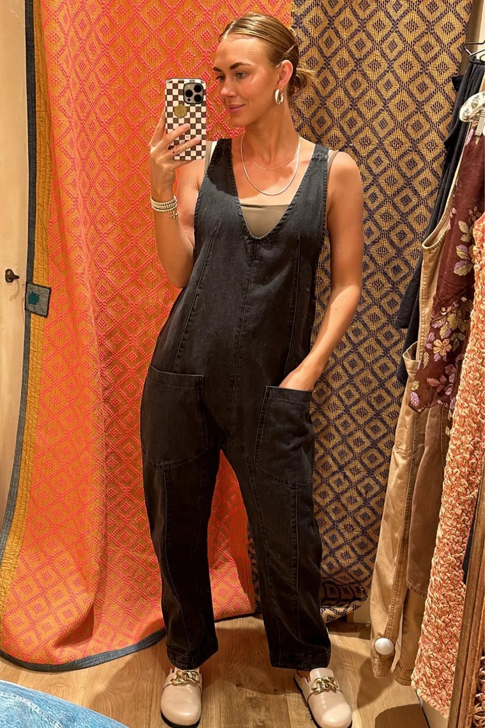Naotstore - Denim Jumpsuit With Pockets
