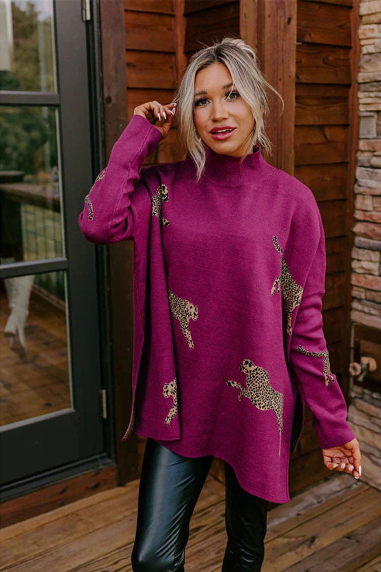 Naotstore - Casual retro tiger and leopard print long-sleeved top