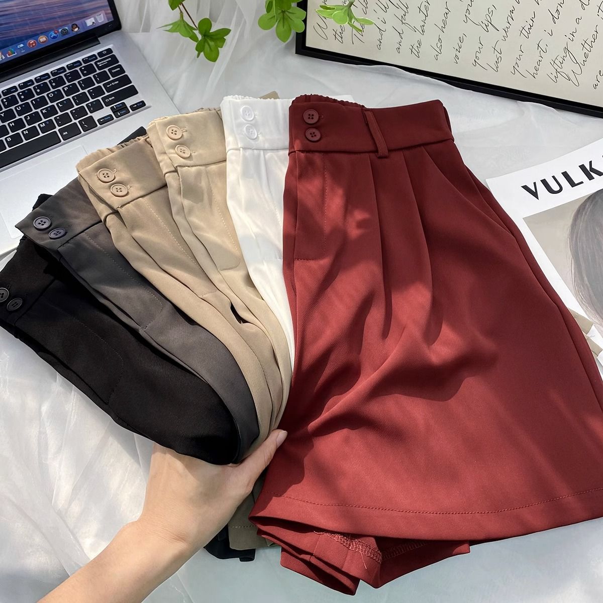 Naotstore - High waist ice silk suit shorts