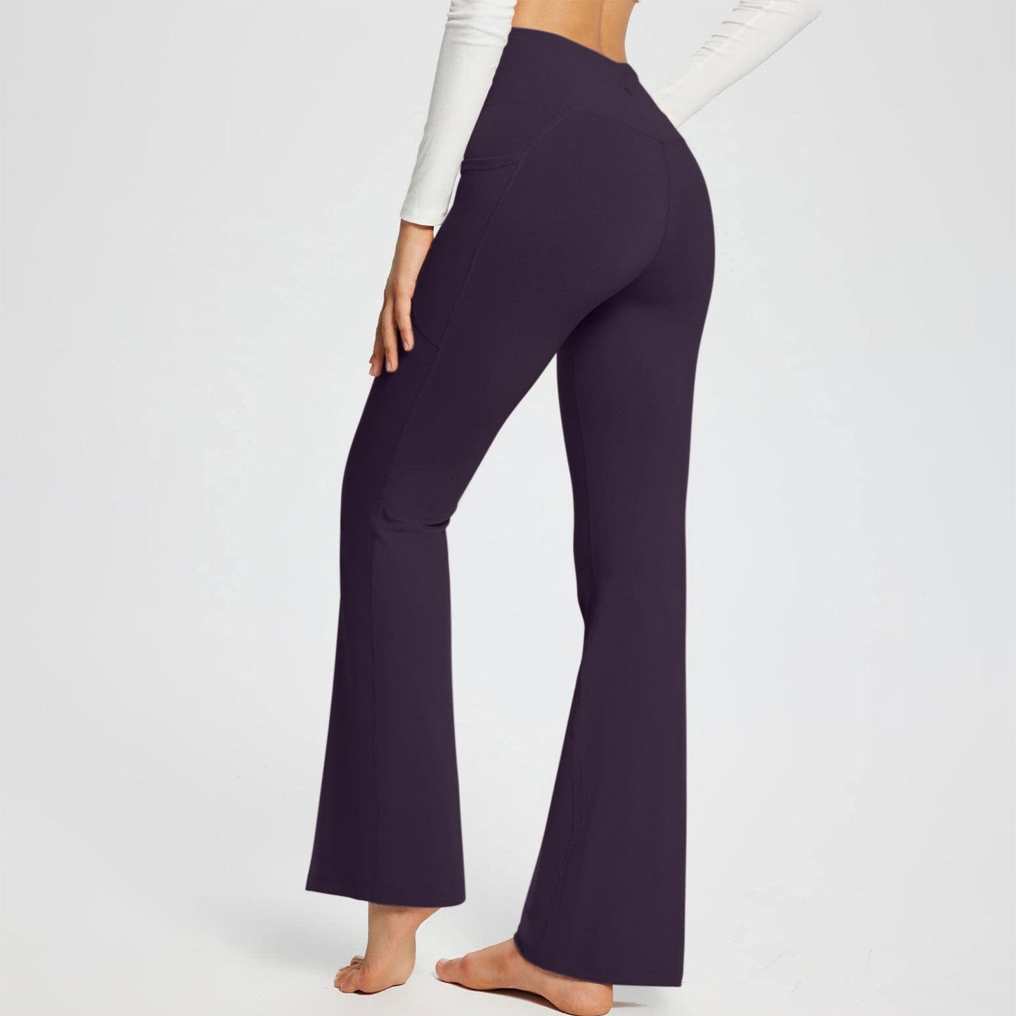 Naotstore - High Waisted Lift Butt Flare Yoga Leggings With Pockets