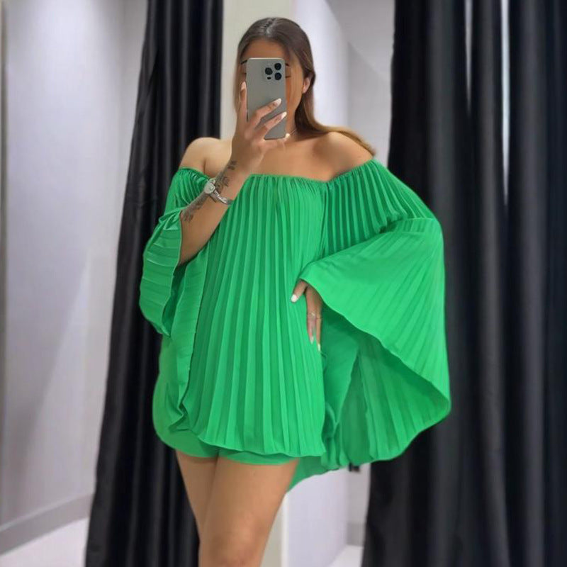 âšNaotstoređ„Pleated Bandeau Shorts Set