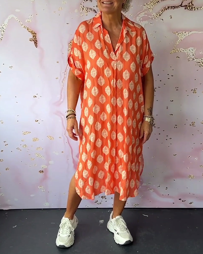 🎉🔥LAST DAY 51% OFF🔥Loose lapel printed shirt dress