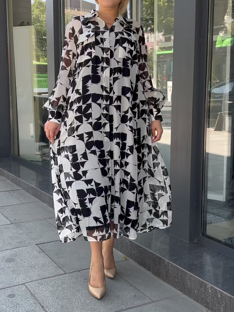 Naotstore - Classic Black White Shirt Dress