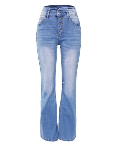 Naotstore - 90s Vintage Button Fly High Waist Flare Leg Jeans