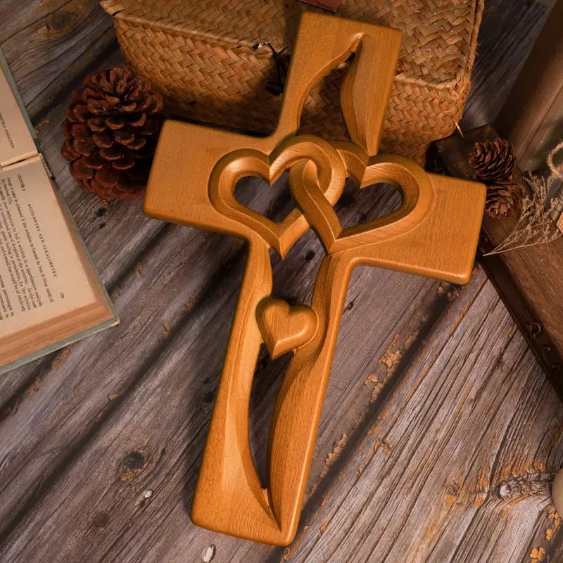 Naotstore - ✝️Intertwined Heart Wooden Cross(6.3*9.8 in)