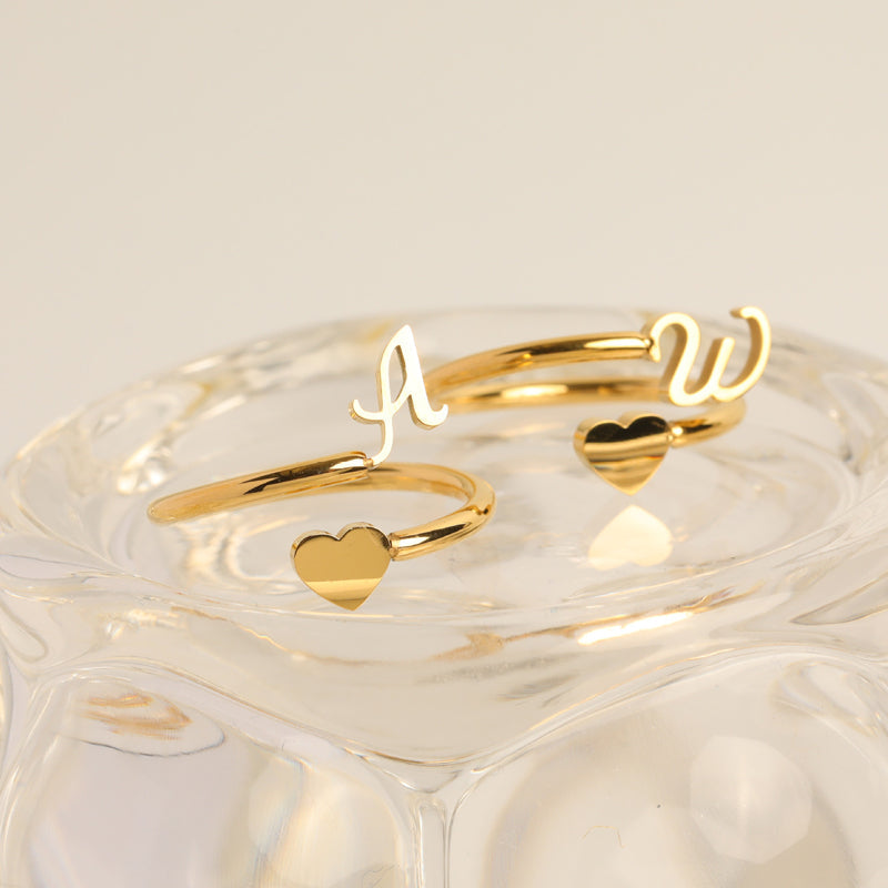 Dainty Initial Heart Ring - naotstore