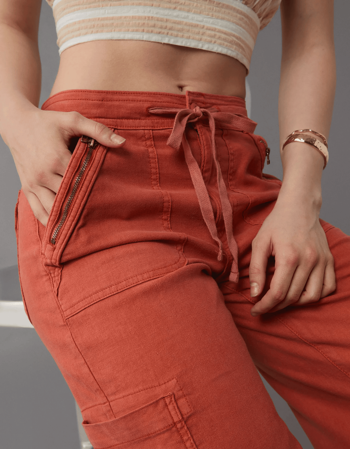 Naotstore - Linen-Blend Wide-Leg Cargo Pant