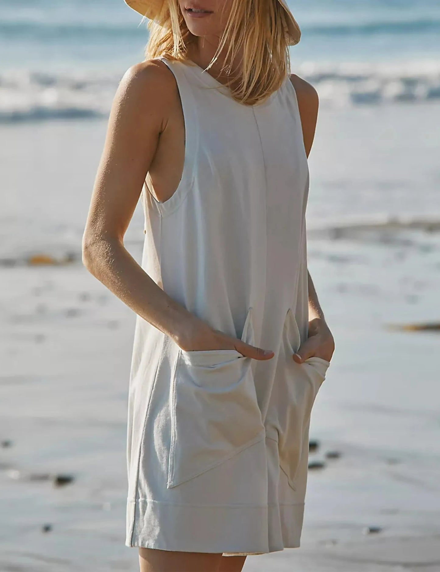 Naotstore - Women's Casual Jumpsuit Stretch Sleeveless Shorts Jumpsuit