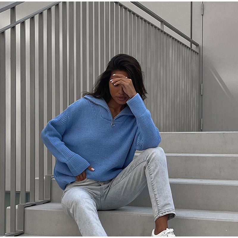 Naotstore - Zip-up Lapel Sweater