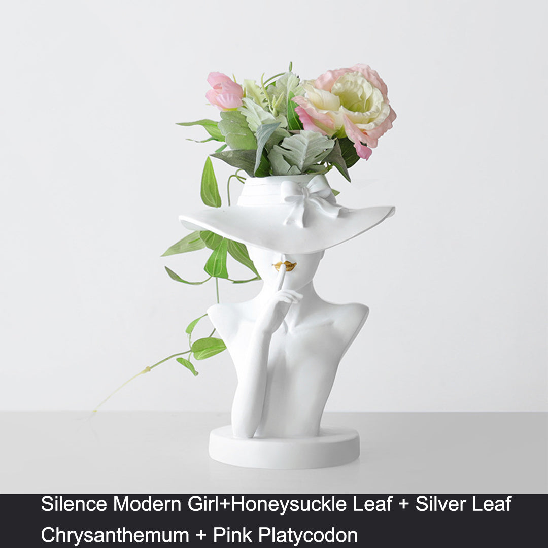 Naotstore - Modern Girl Statue Flower Vase