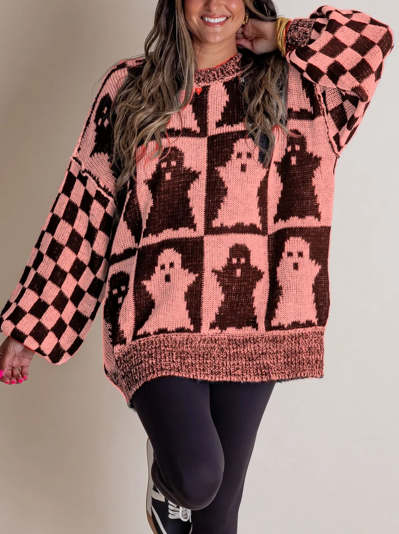 Naotstore - Women's Halloween Checkered Sweater