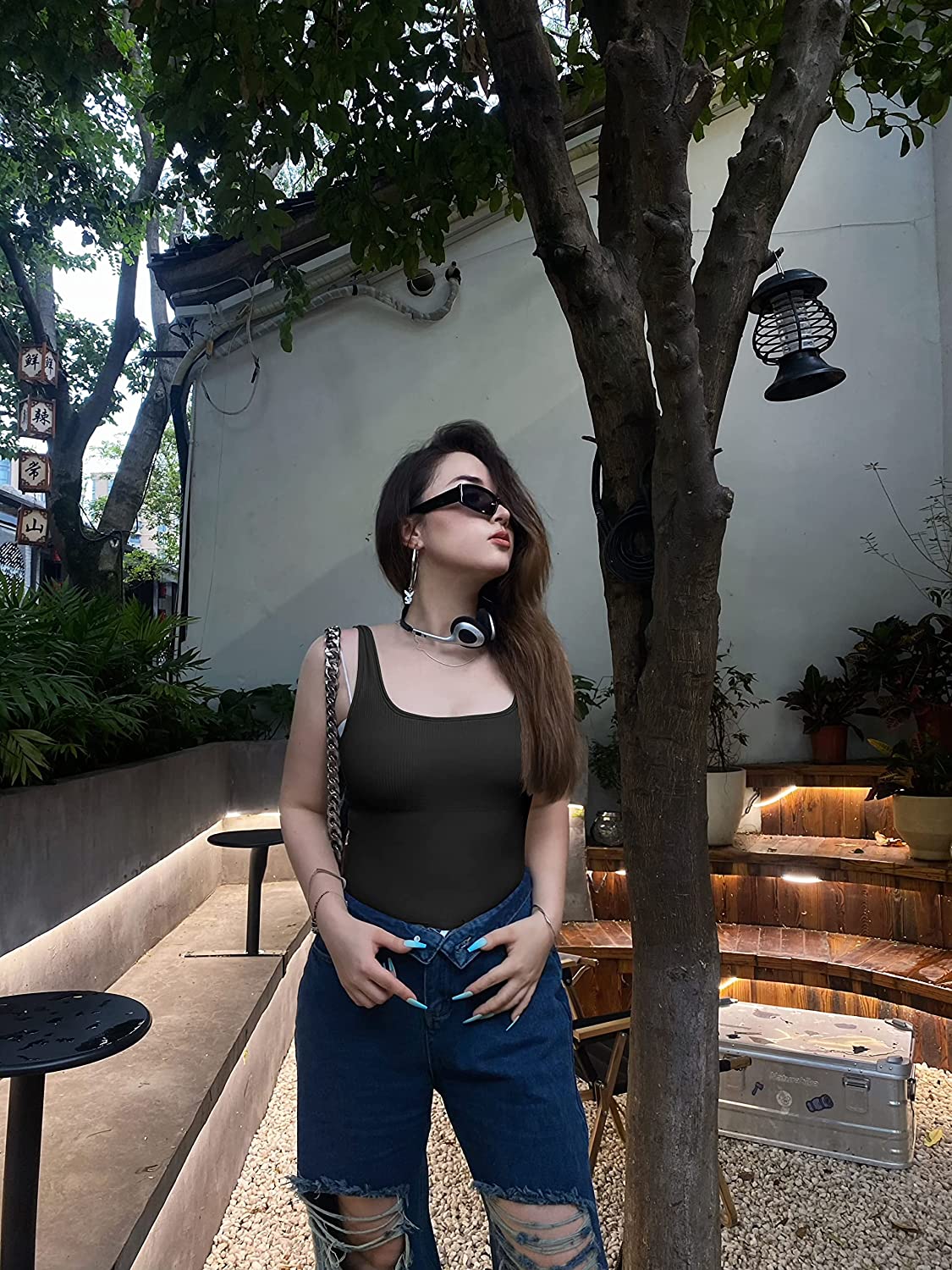 Naotstore - U-neck sleeveless tank top bodysuits