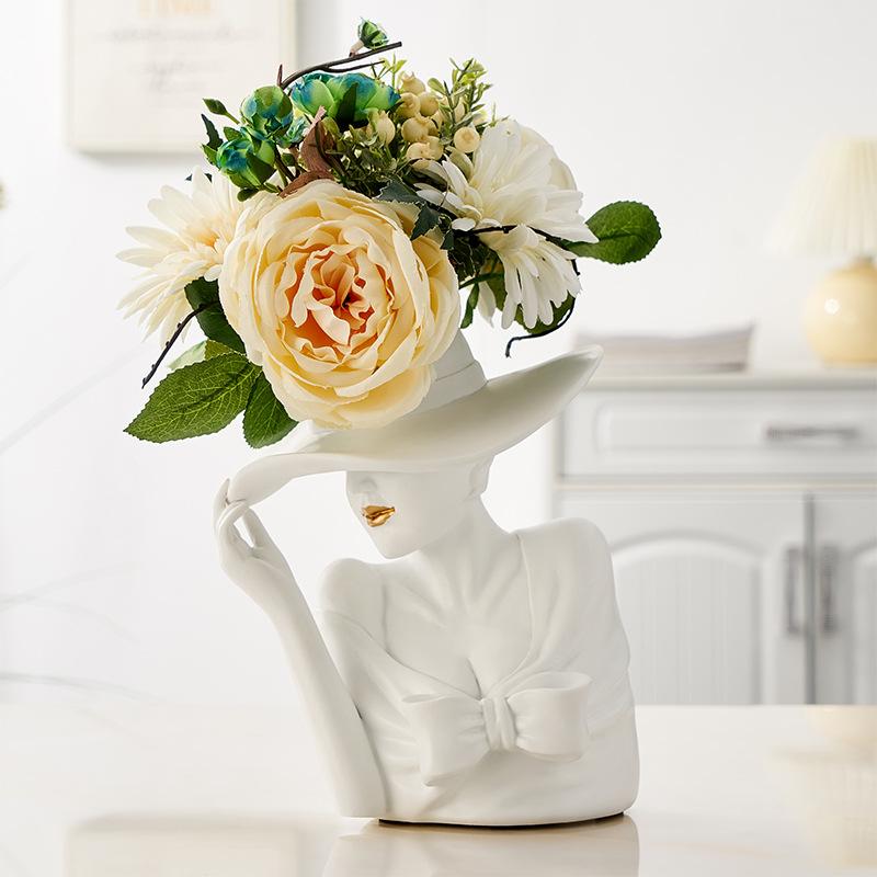 Naotstore - Modern Girl Statue Flower Vase