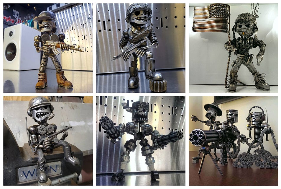 Naotstore - Recycling/Scrap Metal Standing Warrior Sculpture Handmade-Piston Man