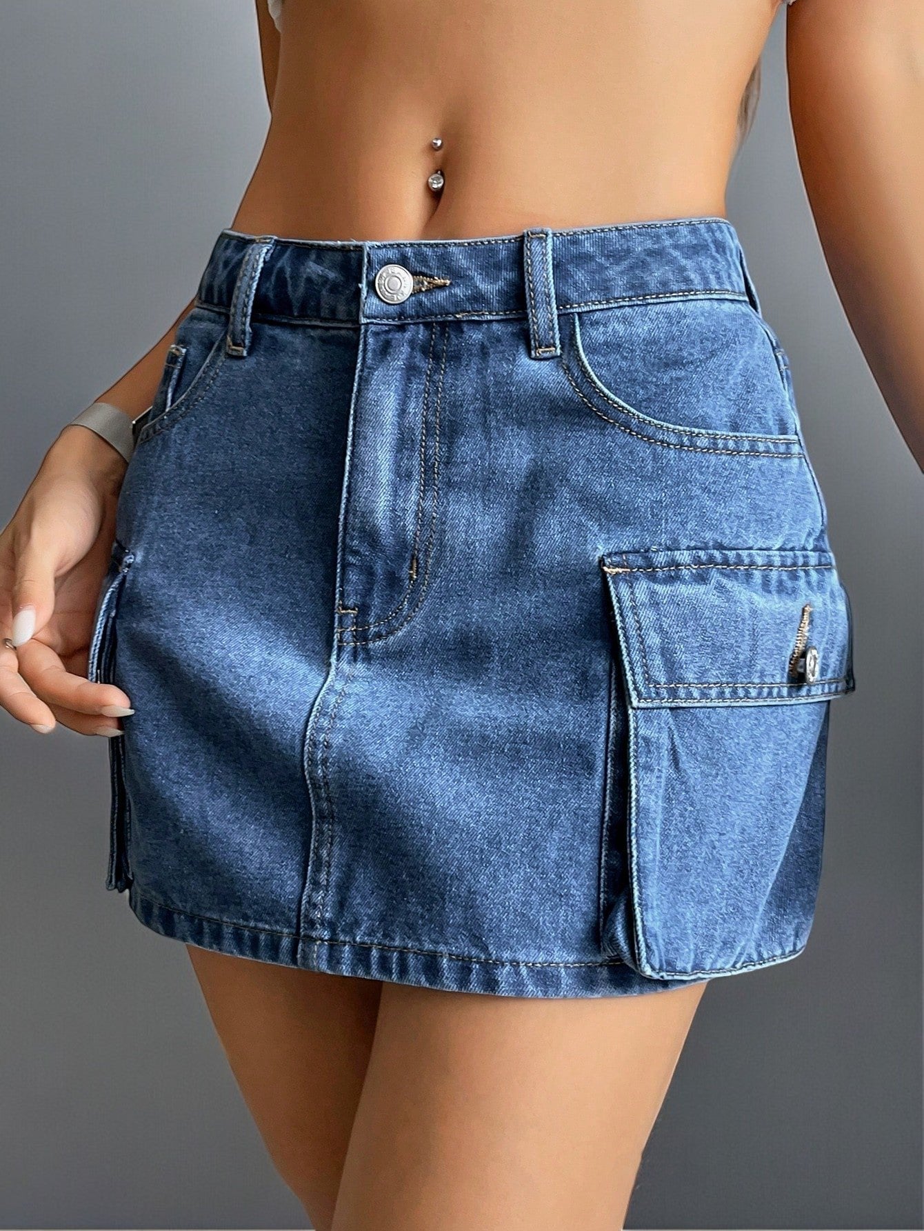 Naotstore - ins style street solid color low waist slim hip skirt