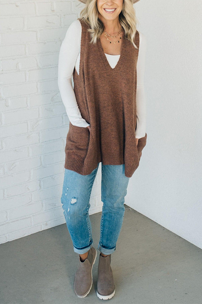 Naotstore - Cozy Pocket Sweater Vest