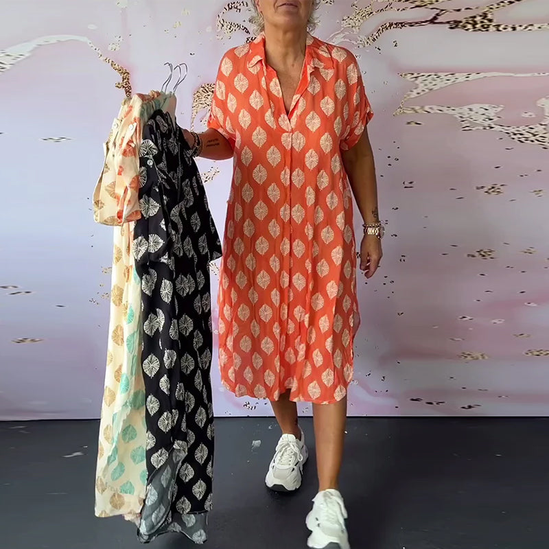 🎉🔥LAST DAY 51% OFF🔥Loose lapel printed shirt dress