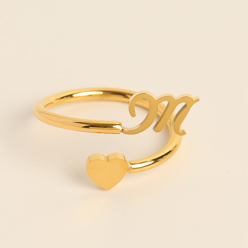 Dainty Initial Heart Ring - naotstore