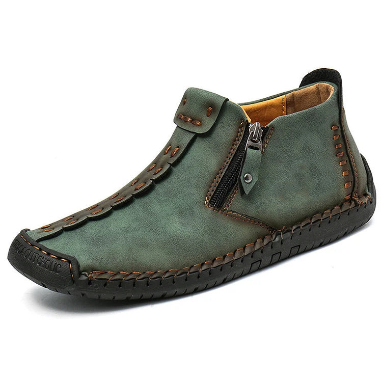 Naotstore - Men's Shoes new large size zipper outdoor leisure hand-sewn tooling boots