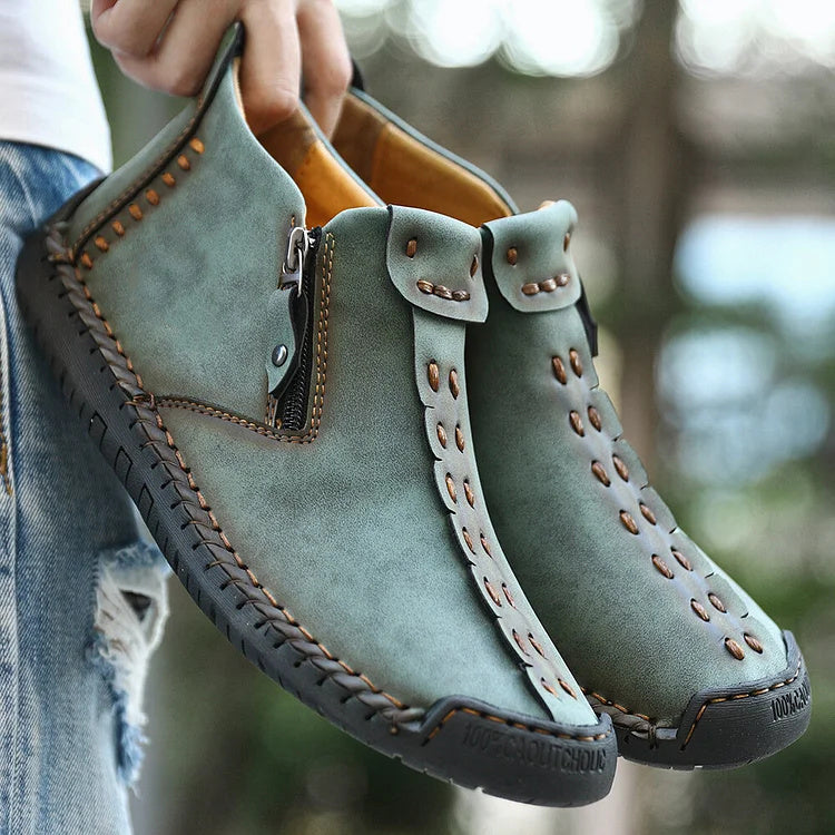 Naotstore - Men's Shoes new large size zipper outdoor leisure hand-sewn tooling boots