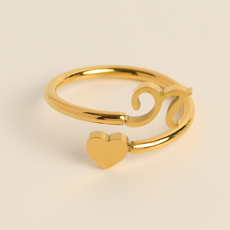 Dainty Initial Heart Ring - naotstore