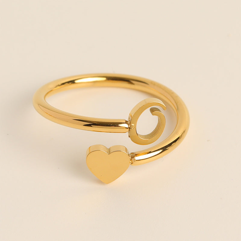 Dainty Initial Heart Ring - naotstore