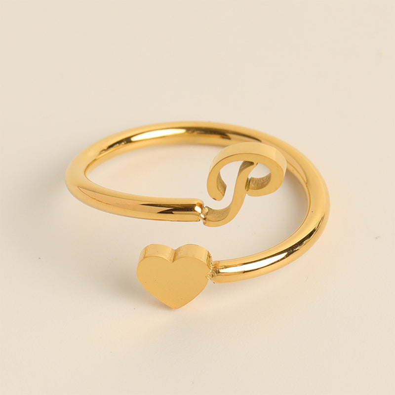 Dainty Initial Heart Ring - naotstore