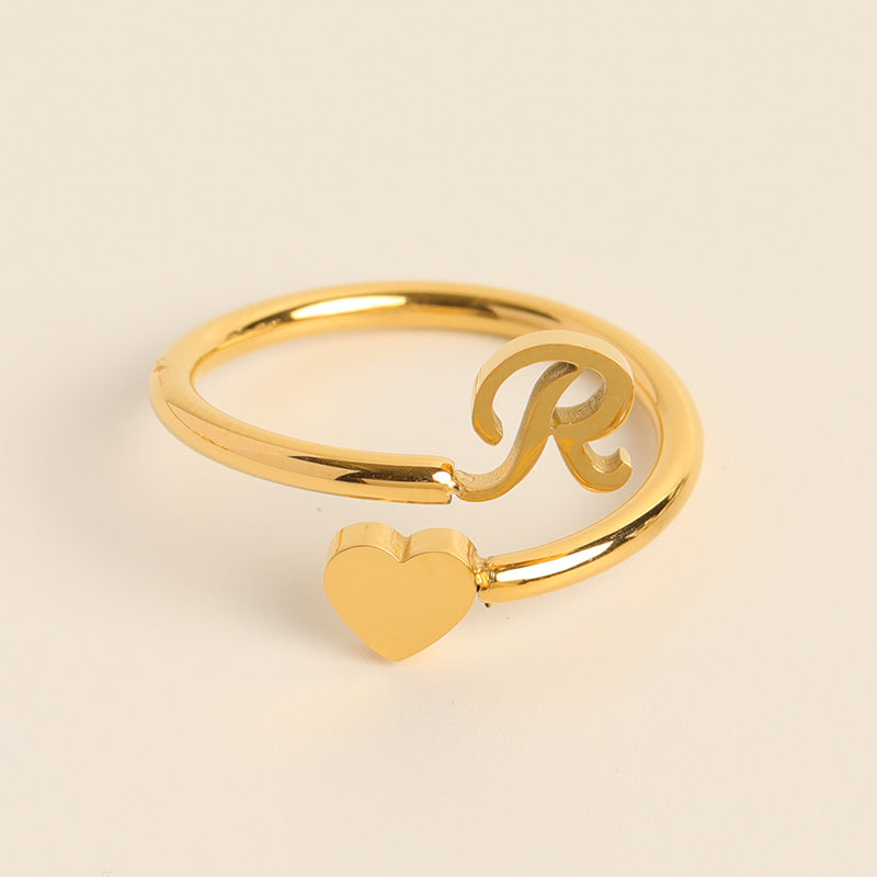 Dainty Initial Heart Ring - naotstore