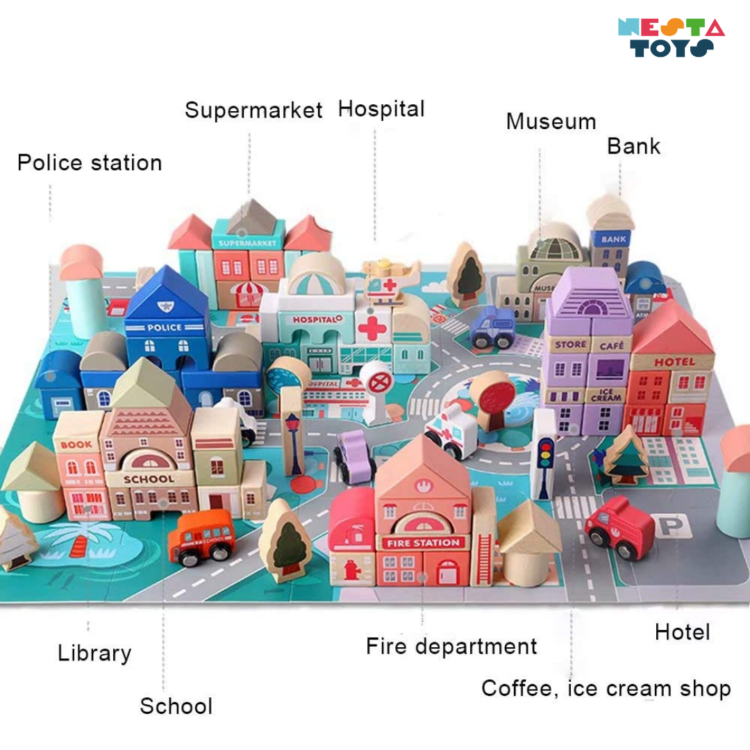 Naotstore - Wooden City Building Blocks Set