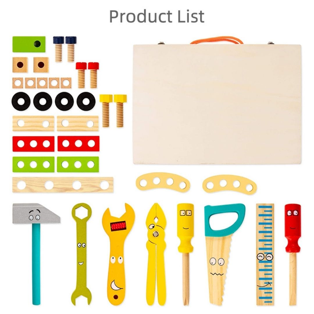 Naotstore - Wooden Tool Kit Set with Tool Box