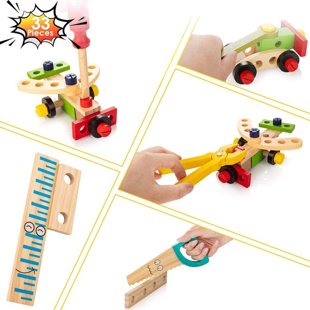 Naotstore - Wooden Tool Kit Set with Tool Box