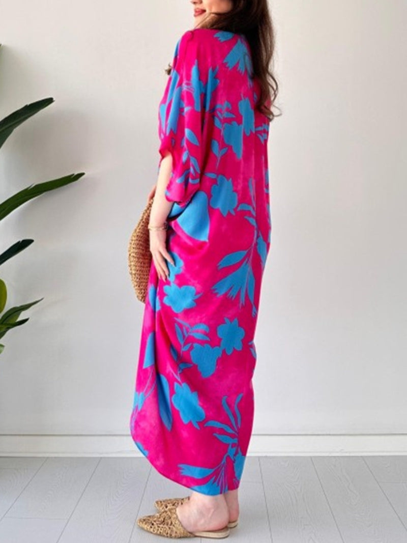 🎉🔥LAST DAY 51% OFF🔥Fashion Printed Bat Sleeve V-Neck Dress