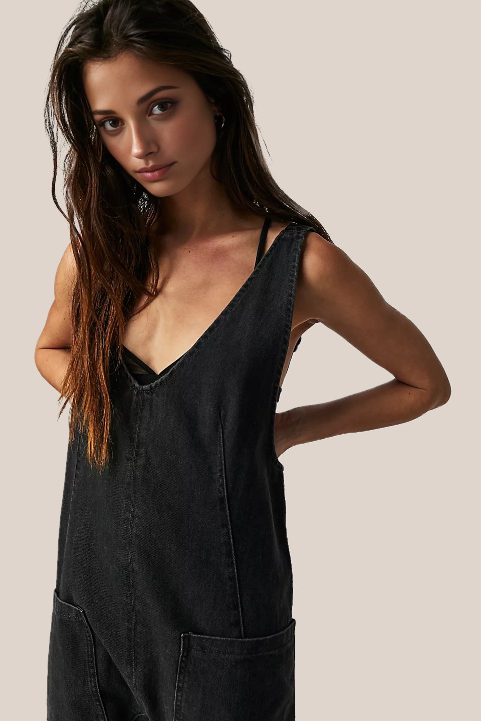 Naotstore - Denim Jumpsuit With Pockets