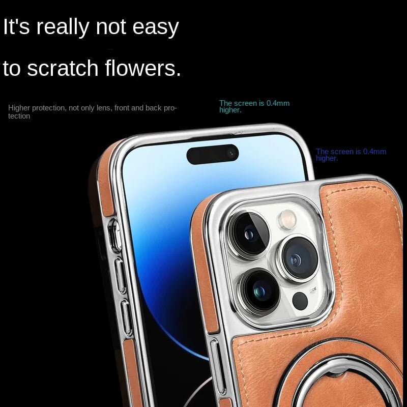 Naotstore - Luxury Leather Invisible Stand iPhone Case