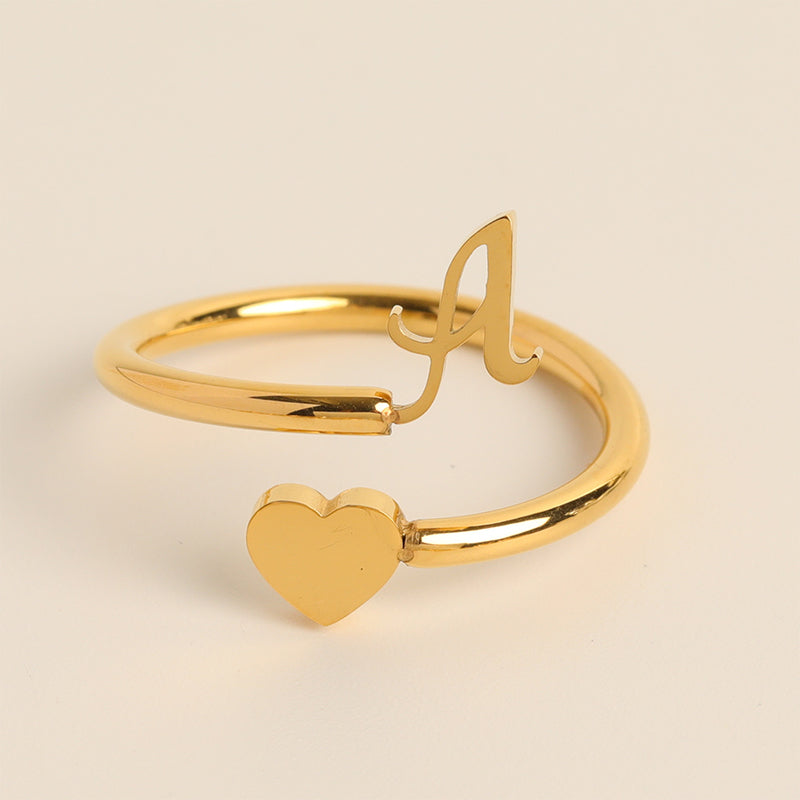 Dainty Initial Heart Ring - naotstore