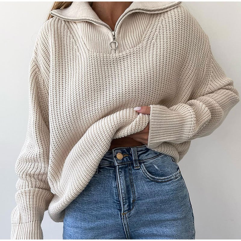 Naotstore - Zip-up Lapel Sweater