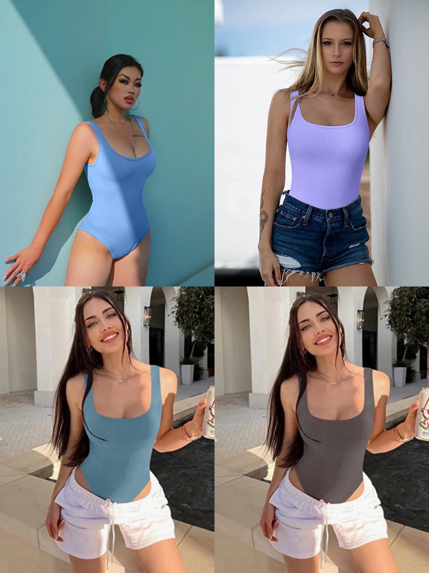 Naotstore - U-neck sleeveless tank top bodysuits