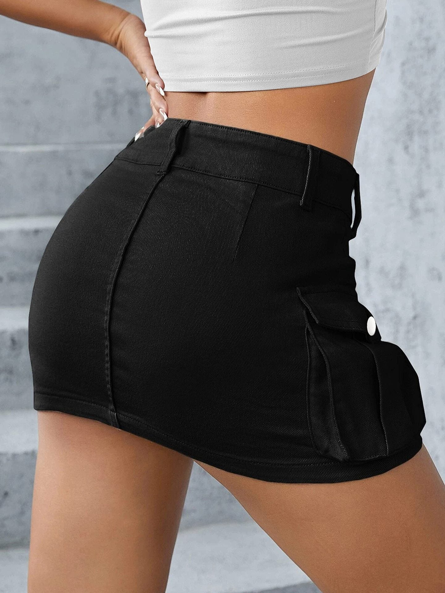 Naotstore - ins style street solid color low waist slim hip skirt