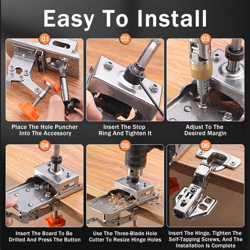 Naotstore - Woodworking 35mm Hinge Boring Jig Hole Opener Kit