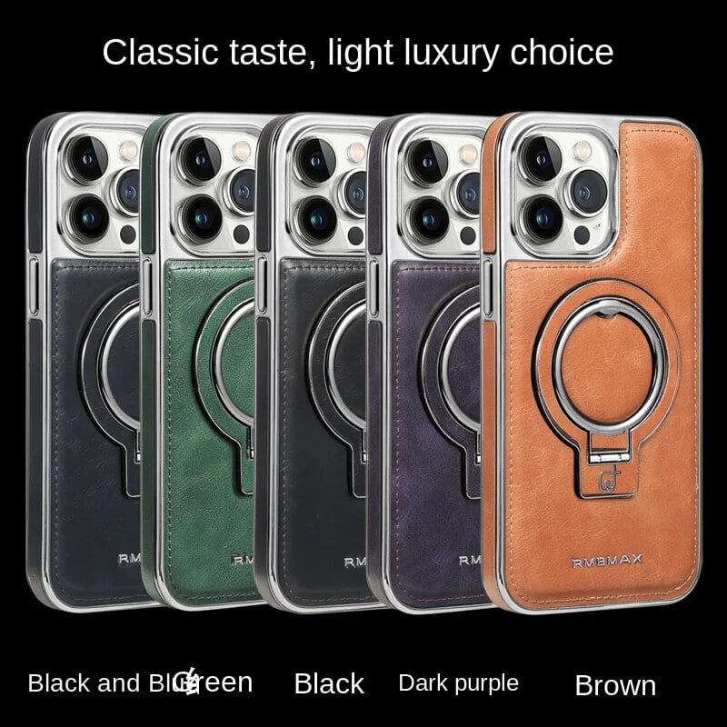Naotstore - Luxury Leather Invisible Stand iPhone Case