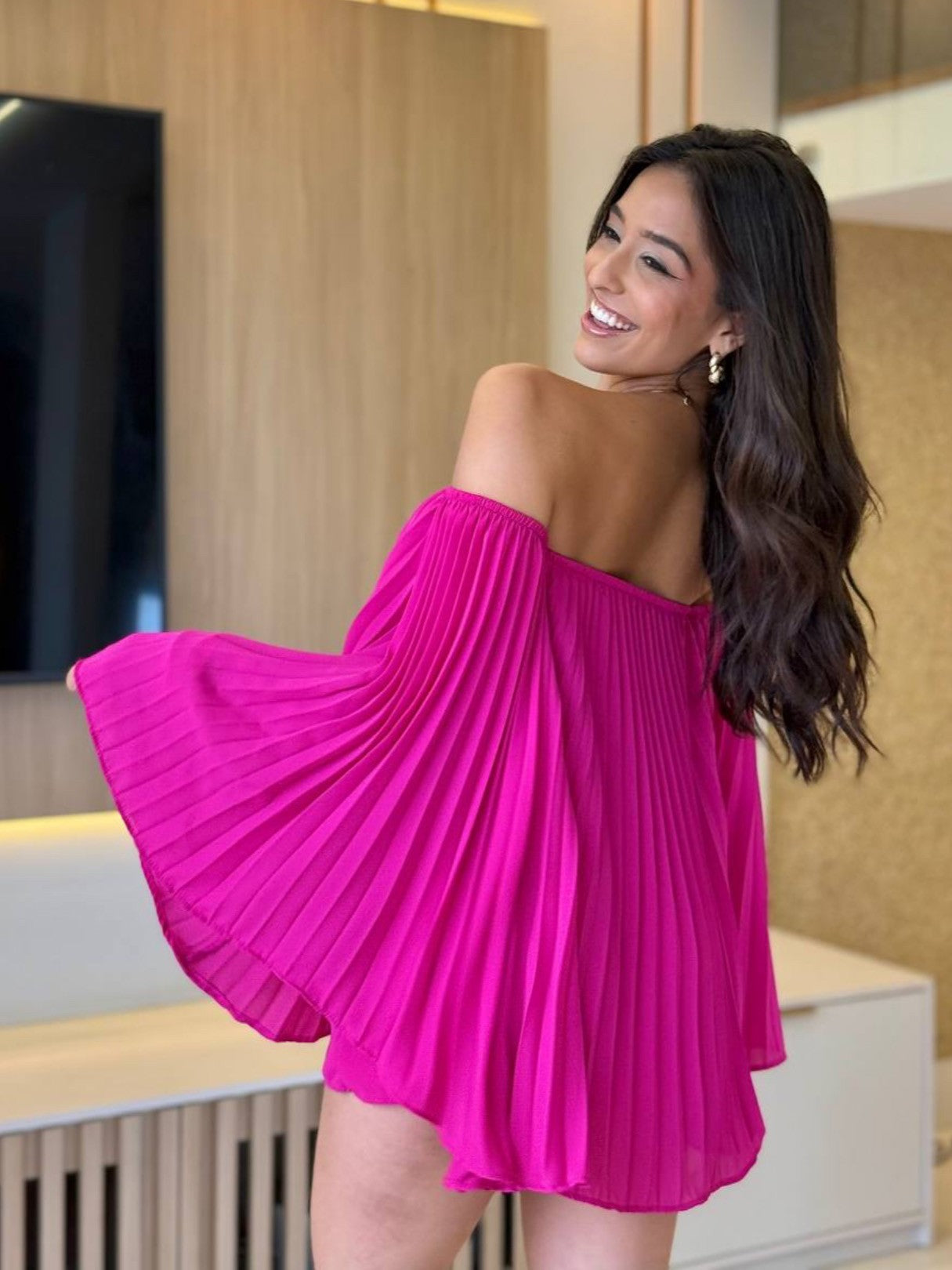 âšNaotstoređ„Pleated Bandeau Shorts Set