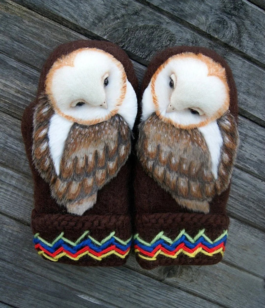Naotstore - Hand Knitted Wool Nordic Mittens with Owls