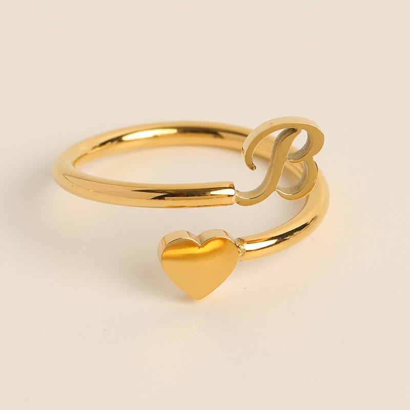 Dainty Initial Heart Ring - naotstore
