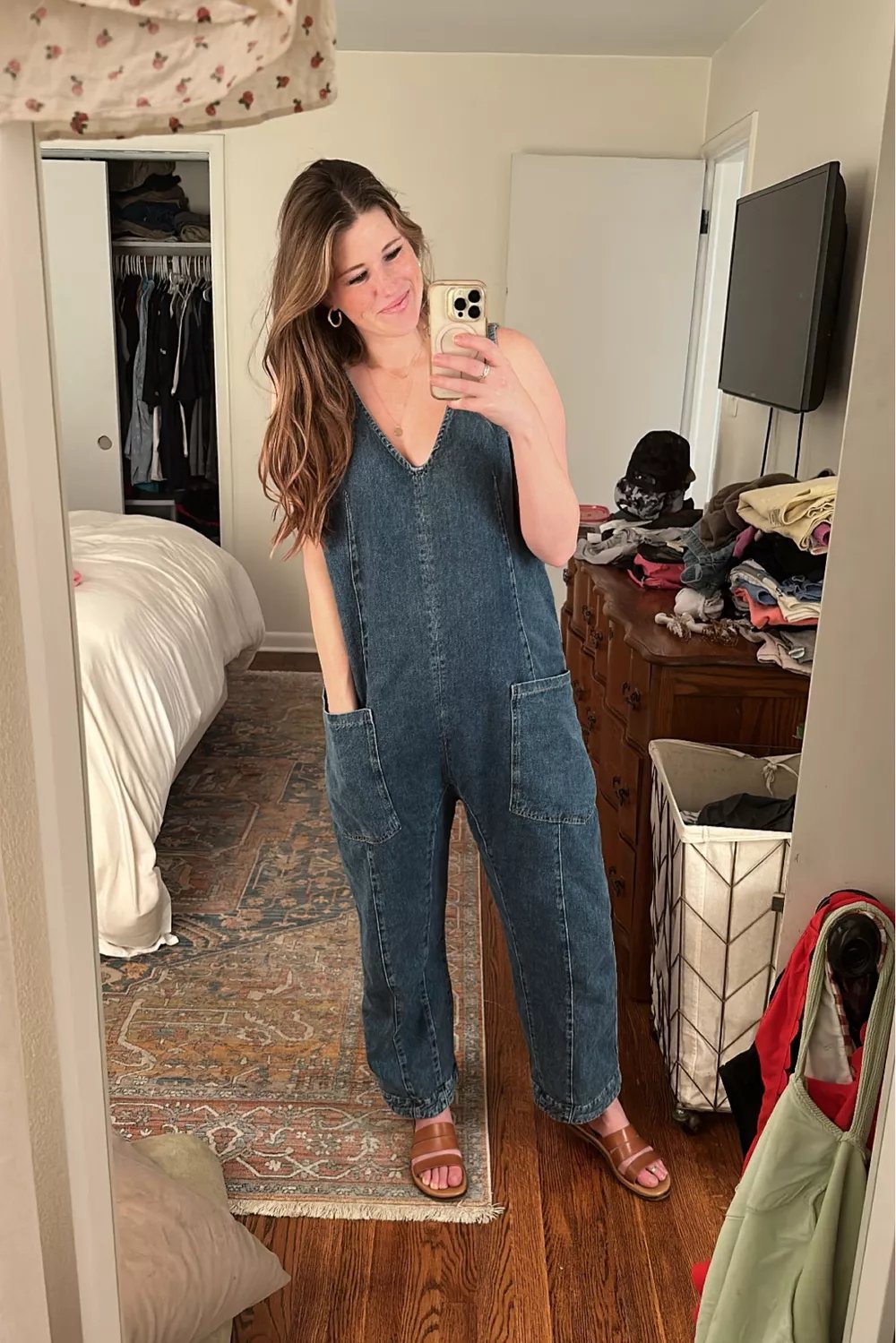 Naotstore - Denim Jumpsuit With Pockets