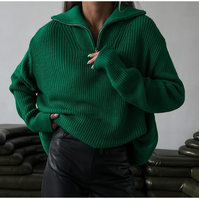Naotstore - Zip-up Lapel Sweater