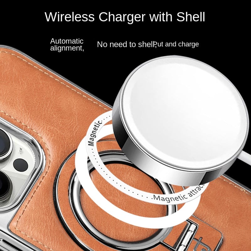Naotstore - Luxury Leather Invisible Stand iPhone Case